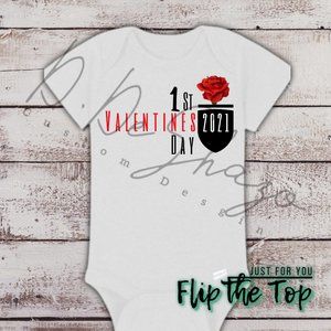 Boys first Valentines Day onesie